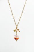 💫 30 € Goldene Kette mit Lotusanhänger und Glückskatze "Maneki-neko" in orange 🌙