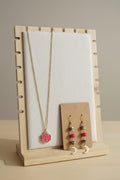 💫 42 € Schmuckset bestehend aus Dalmatinerjaspis-Edelsteinohrhänger mit pinken Samenperlen und einer passenden Kette mit einem glänzenden, pinken Lebensbaumanhänger für 🌙 Optimismus 🌙 Stabilität 🌙 Selbstvertrauen