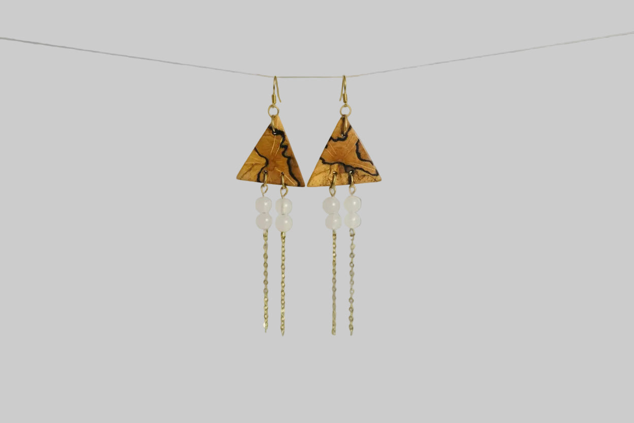 💫 70 € Wunderschöne Holzohrringe aus der Eiche mit goldenen Kettenanhänger und Rosenquarzedelsteinperlen 🌙 Liebe 🌙 Leidenschaft 🌙 Offenheit 🌙 Selbstachtung 🌙 Harmonie 🌙 Selbstliebe - Einzelstück